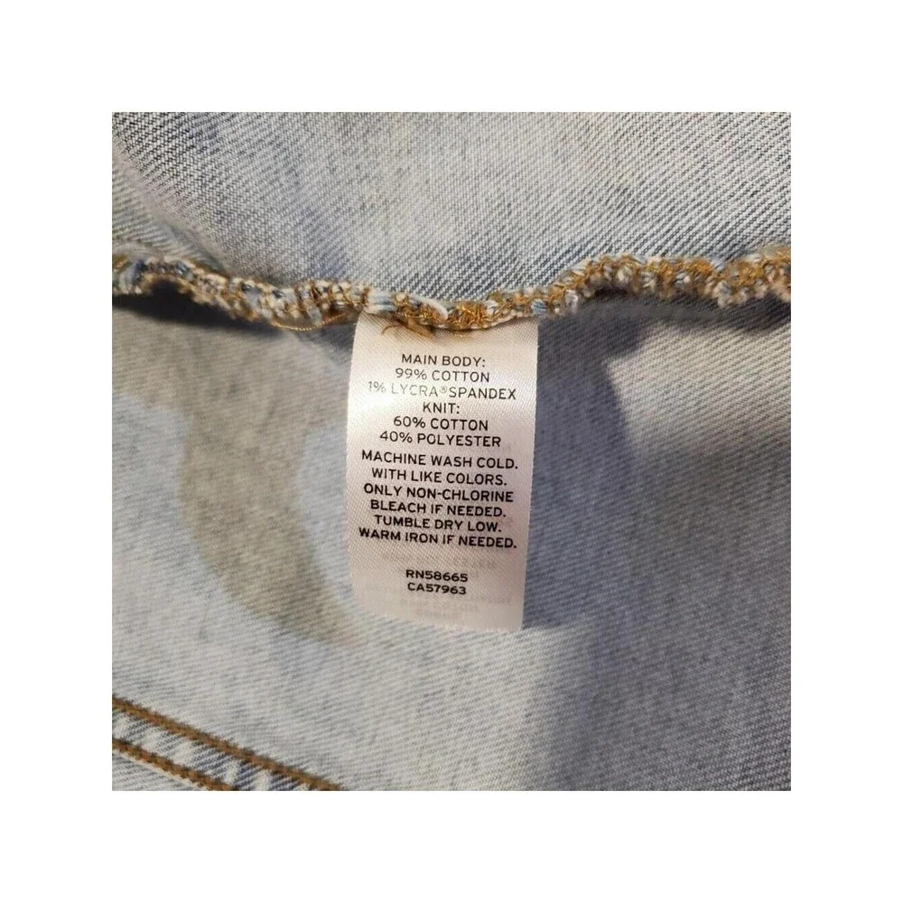Treasure & Bond Denim Jacket Hoodie Raw Hem Jean Jacket Casual Blue